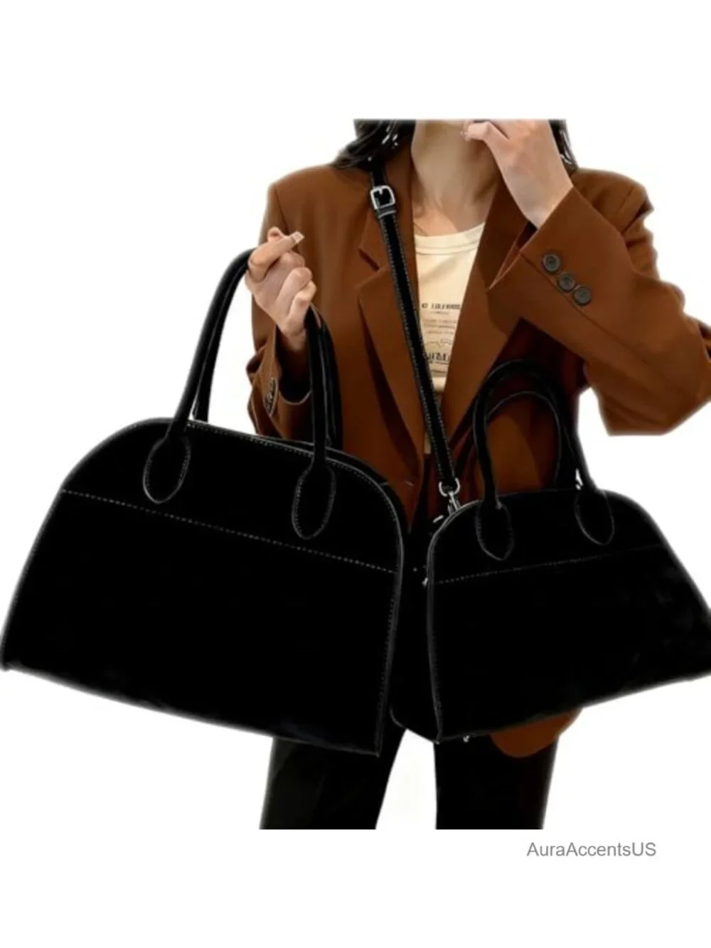 Womens Suede Tote Bag Faux Leather Top Handle Satchel Retro Shoulder Bag
